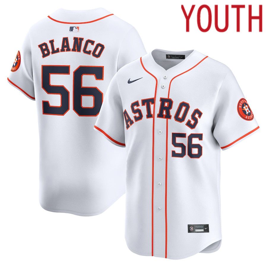 Youth Houston Astros 56 Ronel Blanco Nike White Home Limited Player MLB Jersey